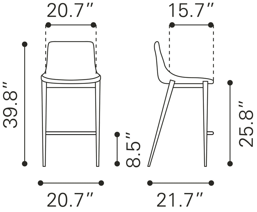 Magnus Counter Stool (Set of 2) White & Silver