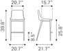 Magnus Counter Stool (Set of 2) White & Silver