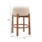 Nade Counter Stool (Set of 2) Beige & Walnut