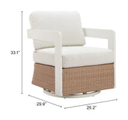 Gelo Swivel Chair White & Brown