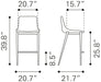 Magnus Counter Stool (Set of 2) Dark Gray & Black