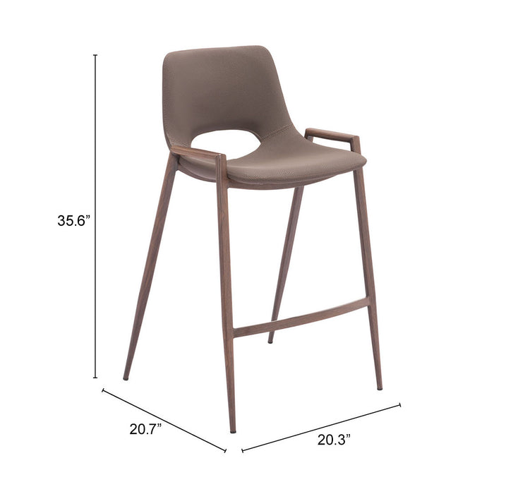 Desi Counter Stool (Set of 2) Brown & Walnut