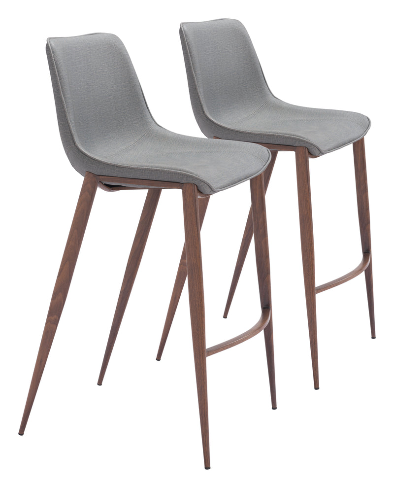 Magnus Barstool (Set of 2) Slate Gray & Walnut