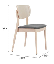 Kellua Dining Chair (Set of 2) Gray & Natural