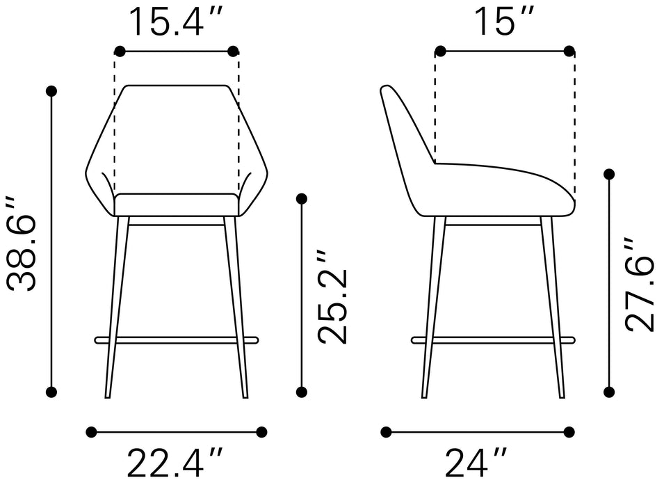 Vila Counter Stool (Set of 2) Black