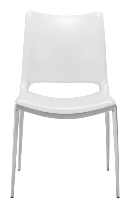 Ace Dining Chair (Set of 2) White & Silver