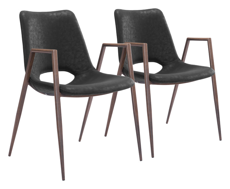 Desi Dining Chair (Set of 2) Black & Walnut