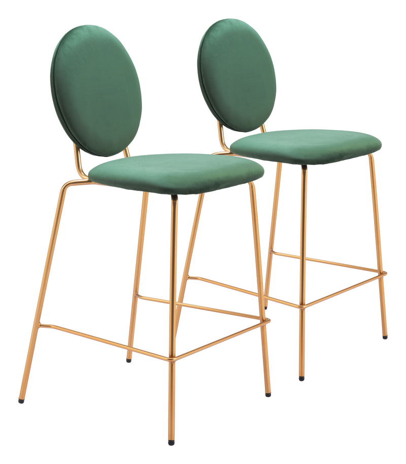 Odessa Counter Stool (Set of 2) Green & Gold