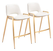Desi Counter Stool (Set of 2) White & Gold