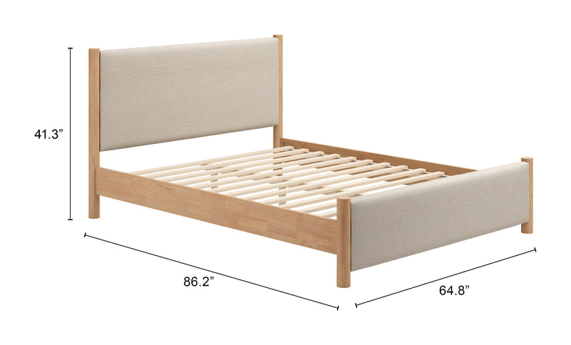 Hadi Queen Bed Beige & Natural