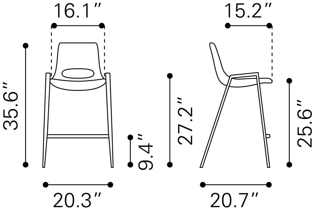 Desi Counter Stool (Set of 2) Azure Gray
