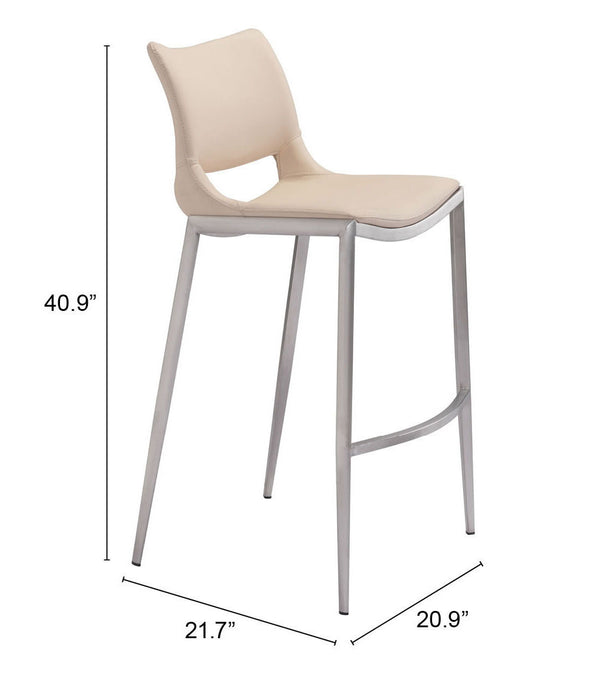Ace Barstool (Set of 2) Light Pink & Silver