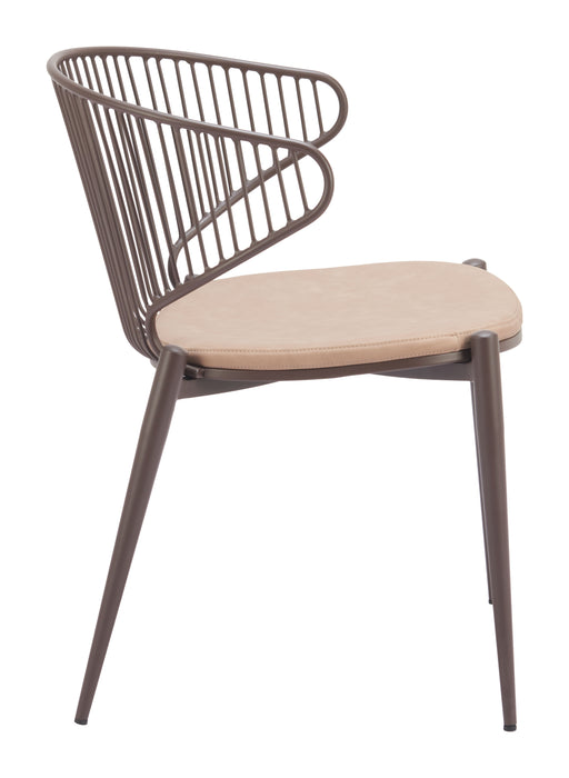 Silues Dining Chair (Set of 2) Taupe & Brown