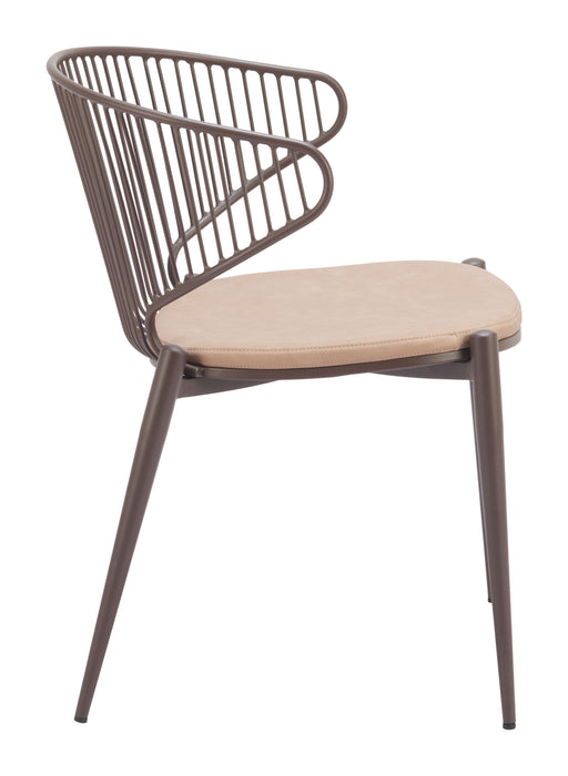 Silues Dining Chair (Set of 2) Taupe & Brown