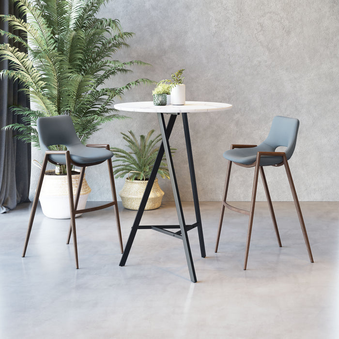 Desi Barstool (Set of 2) Azure Gray & Walnut