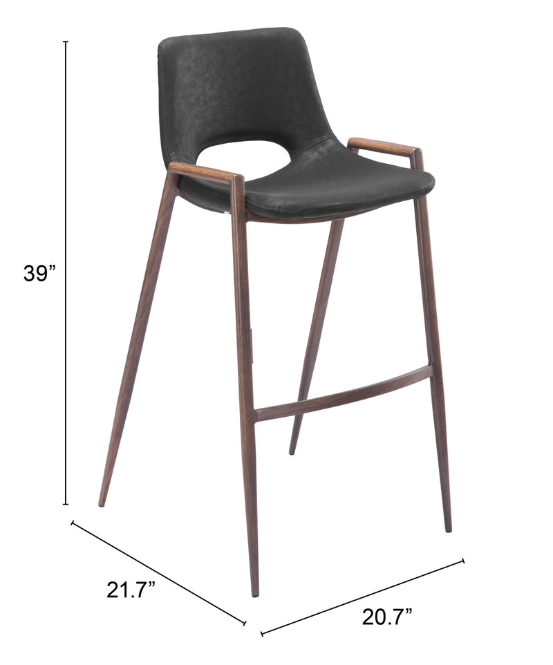 Desi Barstool (Set of 2) Black & Walnut