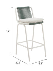Luft Barstool (Set of 2) White & Green