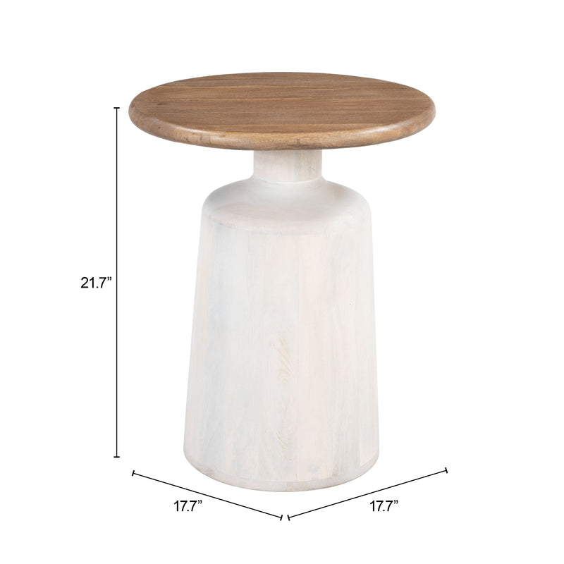 Goblet Side Table Brown & White