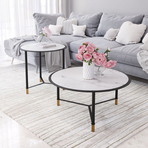 Davis Coffee Table Set (2-Piece) White & Black