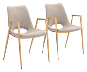 Desi Dining Chair (Set of 2) Beige & Gold