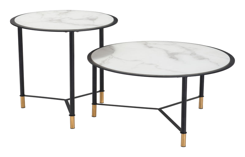 Davis Coffee Table Set (2-Piece) White & Black