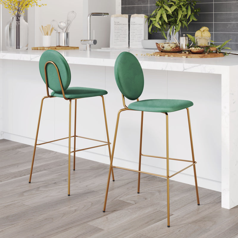 Odessa Barstool (Set of 2) Green & Gold