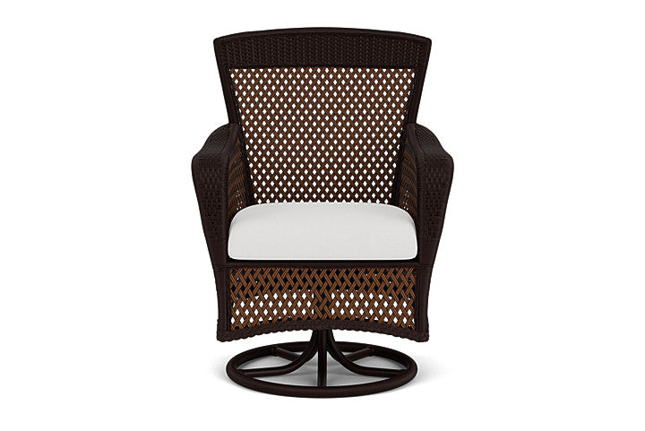 Grand Traverse Swivel Dining Armchair in Caramel Finish