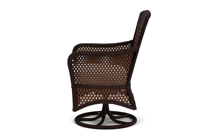 Grand Traverse Swivel Dining Armchair in Caramel Finish