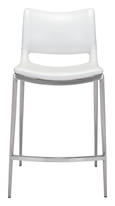 Ace Counter Stool (Set of 2) White & Silver