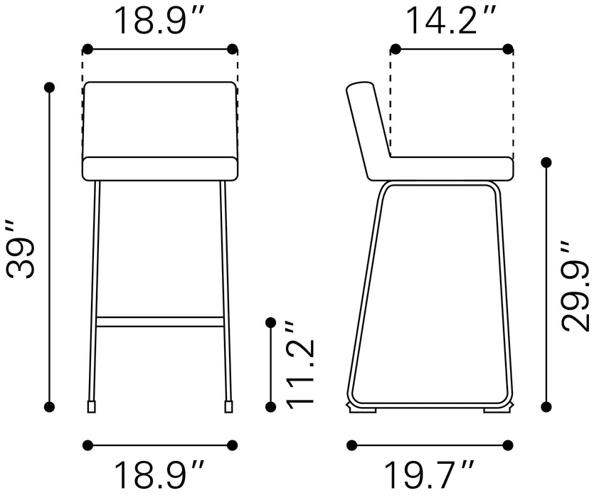 Pago Barstool (Set of 2) Brown