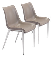 Magnus Dining Chair (Set of 2) Brown & Silver