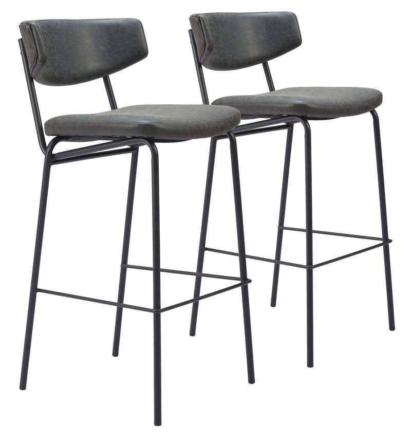 Charon Barstool (Set of 2) Vintage Black