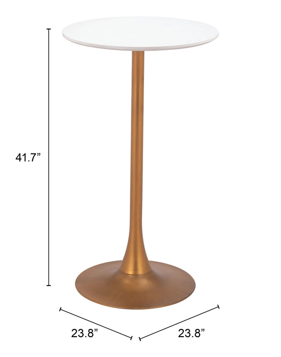 Auray Bar Table White & Gold