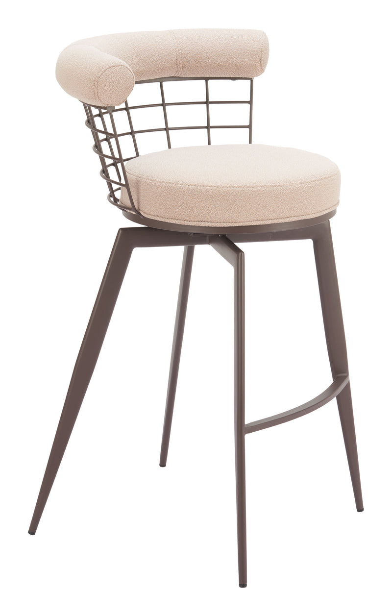 Saku Swivel Barstool Beige & Brown