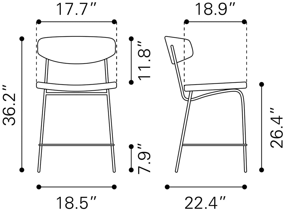 Charon Counter Stool (Set of 2) Vintage Black