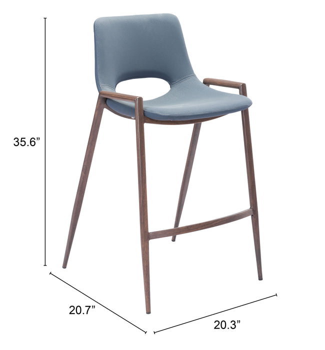 Desi Counter Stool (Set of 2) Azure Gray & Walnut