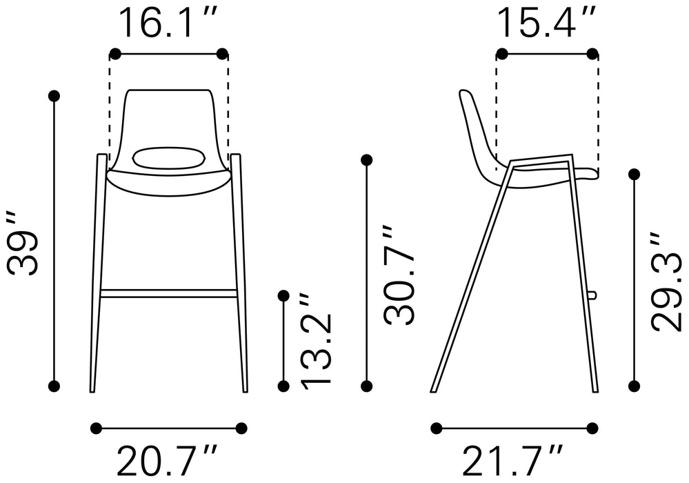 Desi Barstool (Set of 2) Azure Gray & Walnut