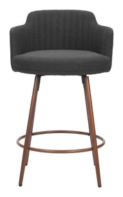 Kono Swivel Counter Stool (Set of 2) Black & Walnut
