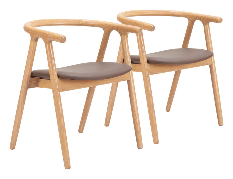 Peker Dining Chair (Set of 2) Brown & Natural