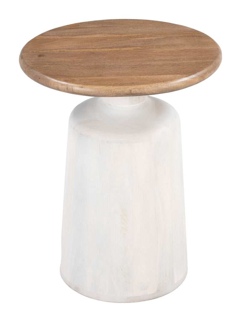 Goblet Side Table Brown & White