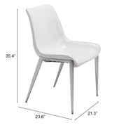 Magnus Dining Chair (Set of 2) White & Silver