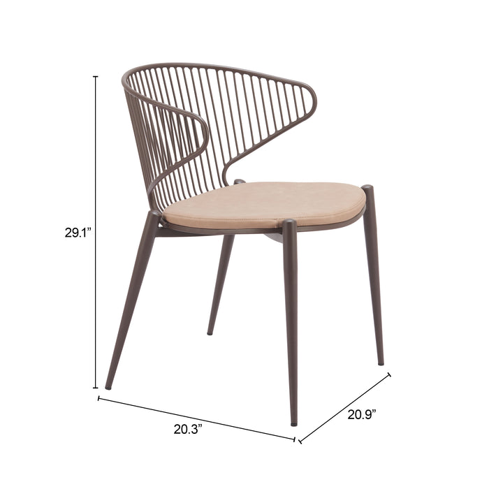 Silues Dining Chair (Set of 2) Taupe & Brown