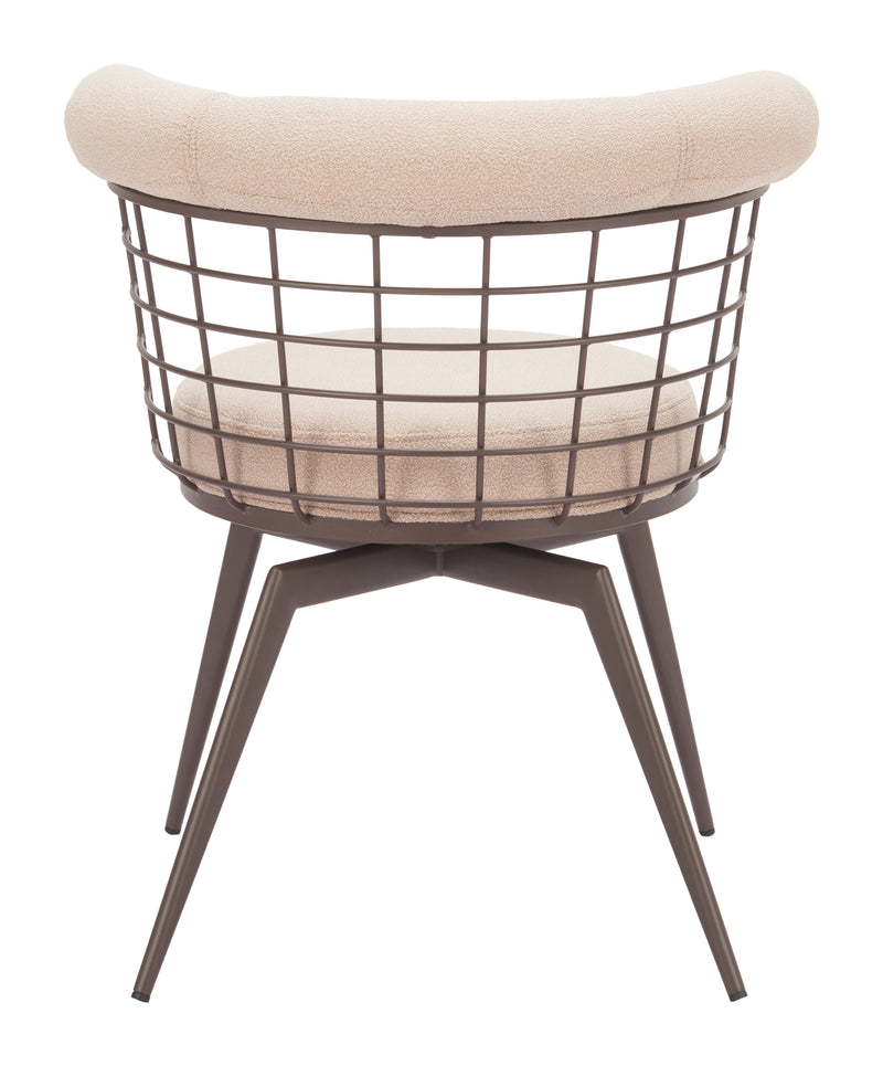 Saku Swivel Dining Chair Beige & Brown