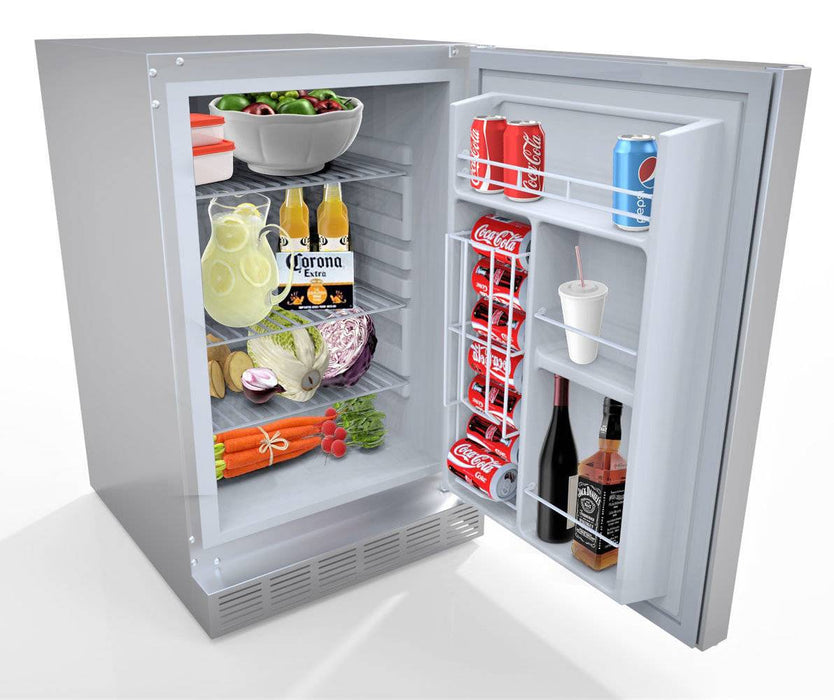 21" 304 Stainless Steel Outdoor Rated Refrigerator w/Enlarged Front Venting Fan & Compressor