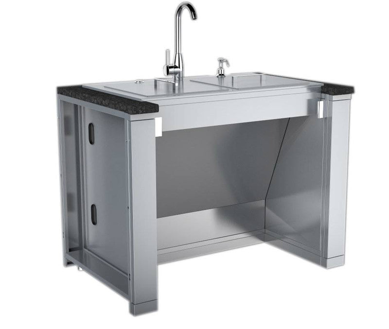37” ADA Compliant Double Sink with Removable Lids, Hot/Cold Faucet, Soap Dispenser & (2) Sink Drains