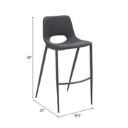 Desi Armless Barstool (Set of 2) Black