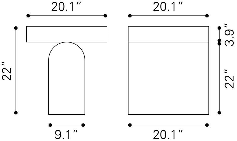 Kiel Side Table Whitewashed