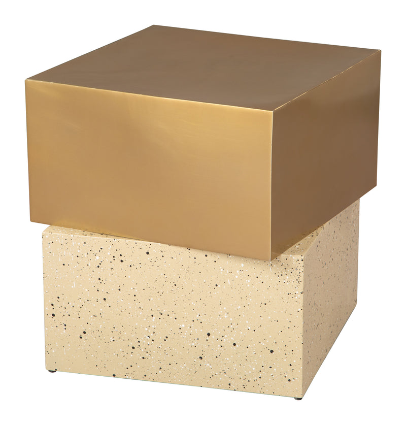 Cinza Side Table Gold & Beige