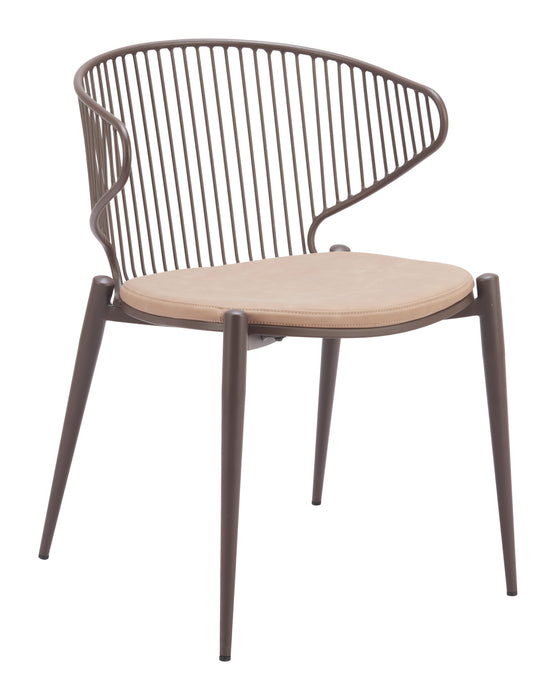 Silues Dining Chair (Set of 2) Taupe & Brown