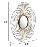 Comet Round Mirror Black & Gold